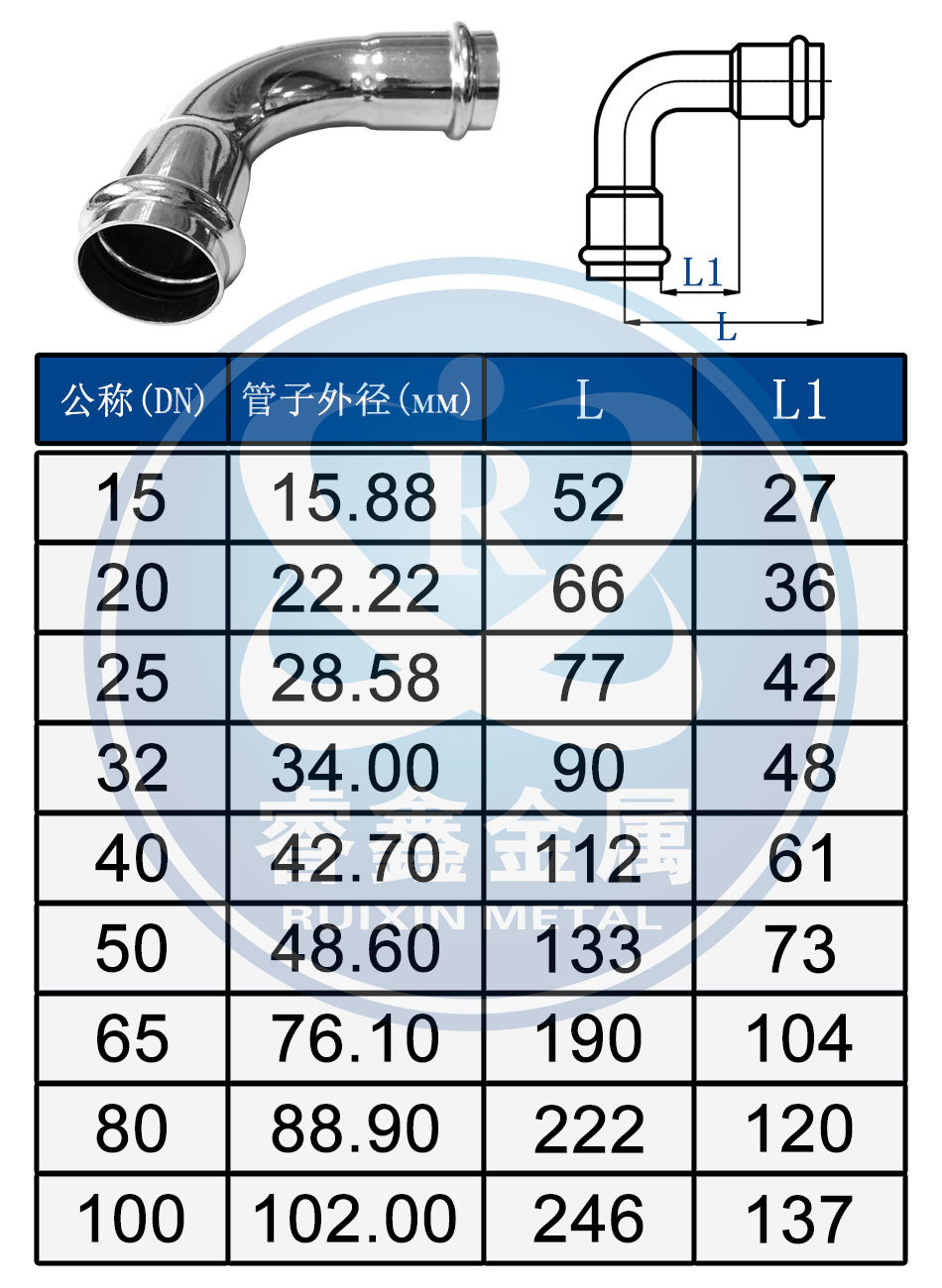 90度等径弯头参数